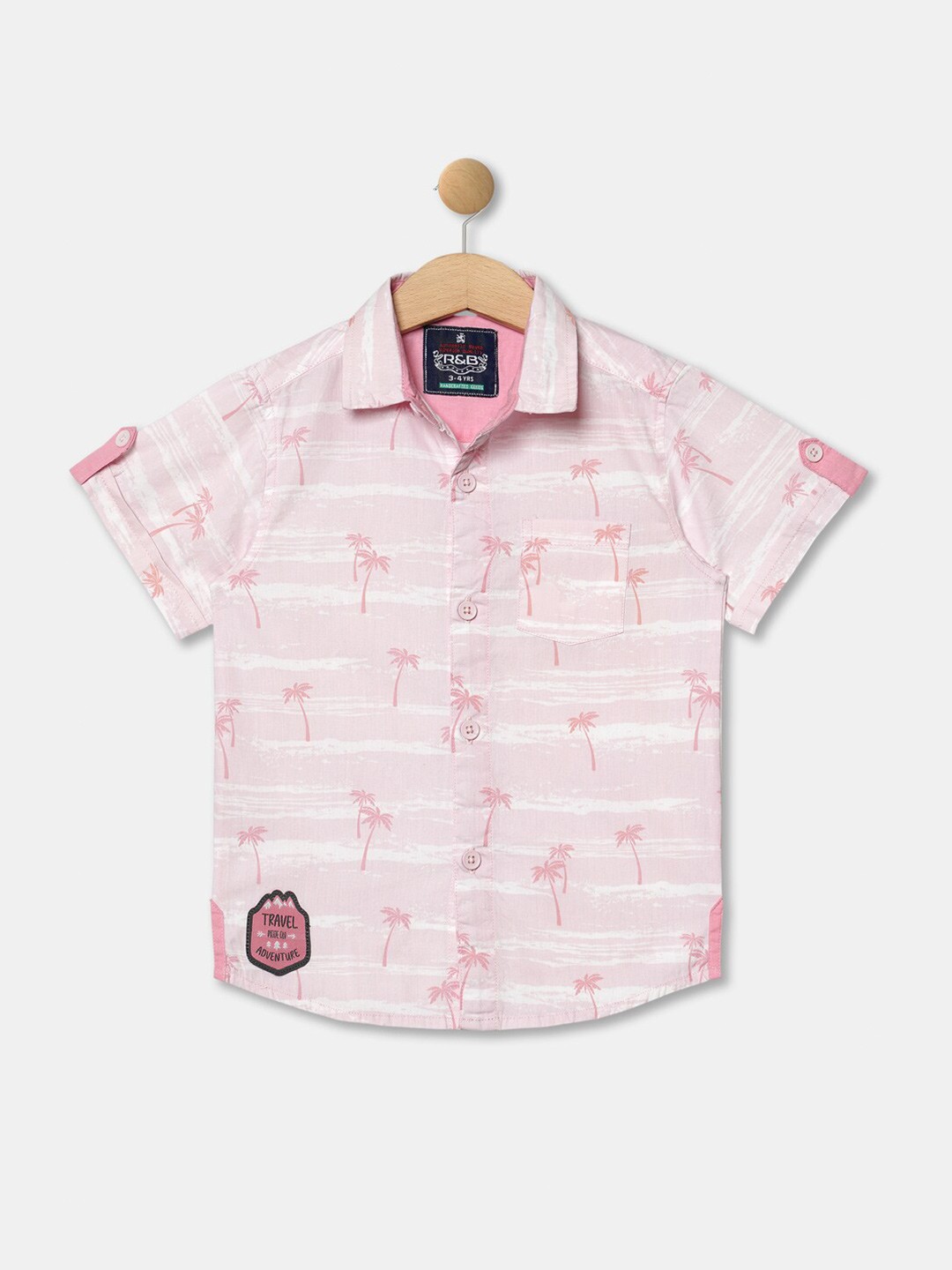 

R&B Boys Pink Printed Casual Shirt