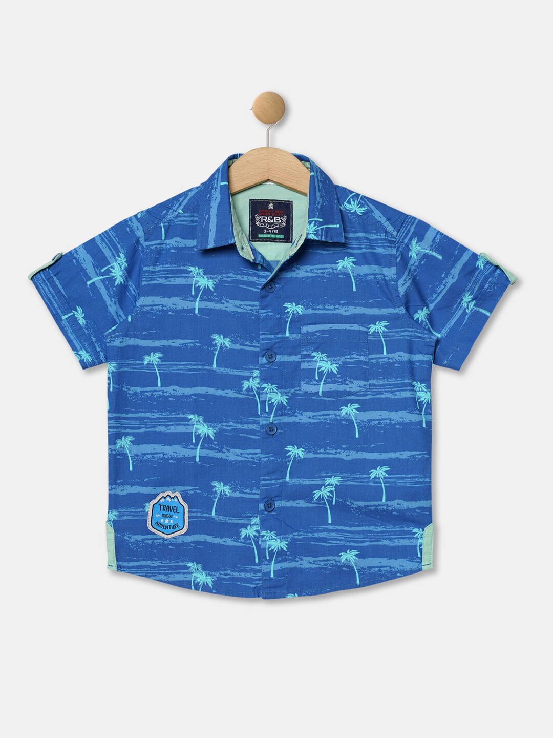 

R&B Boys Blue Horizontal Stripes Printed Casual Shirt