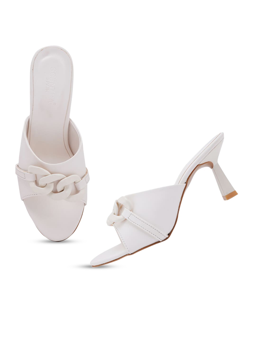 

SCENTRA Women White Party Slim Sandals with Bows