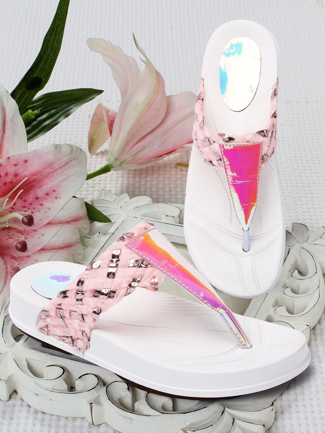 

FASHIMO Women Pink Printed Bows Flats