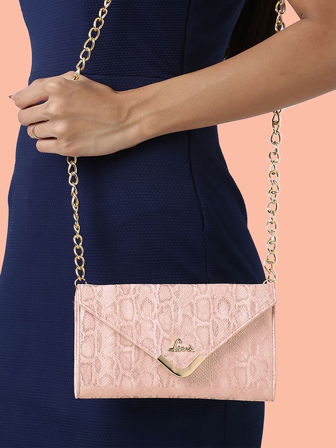 

Lavie Glint Pink Textured Structured Sling Bag
