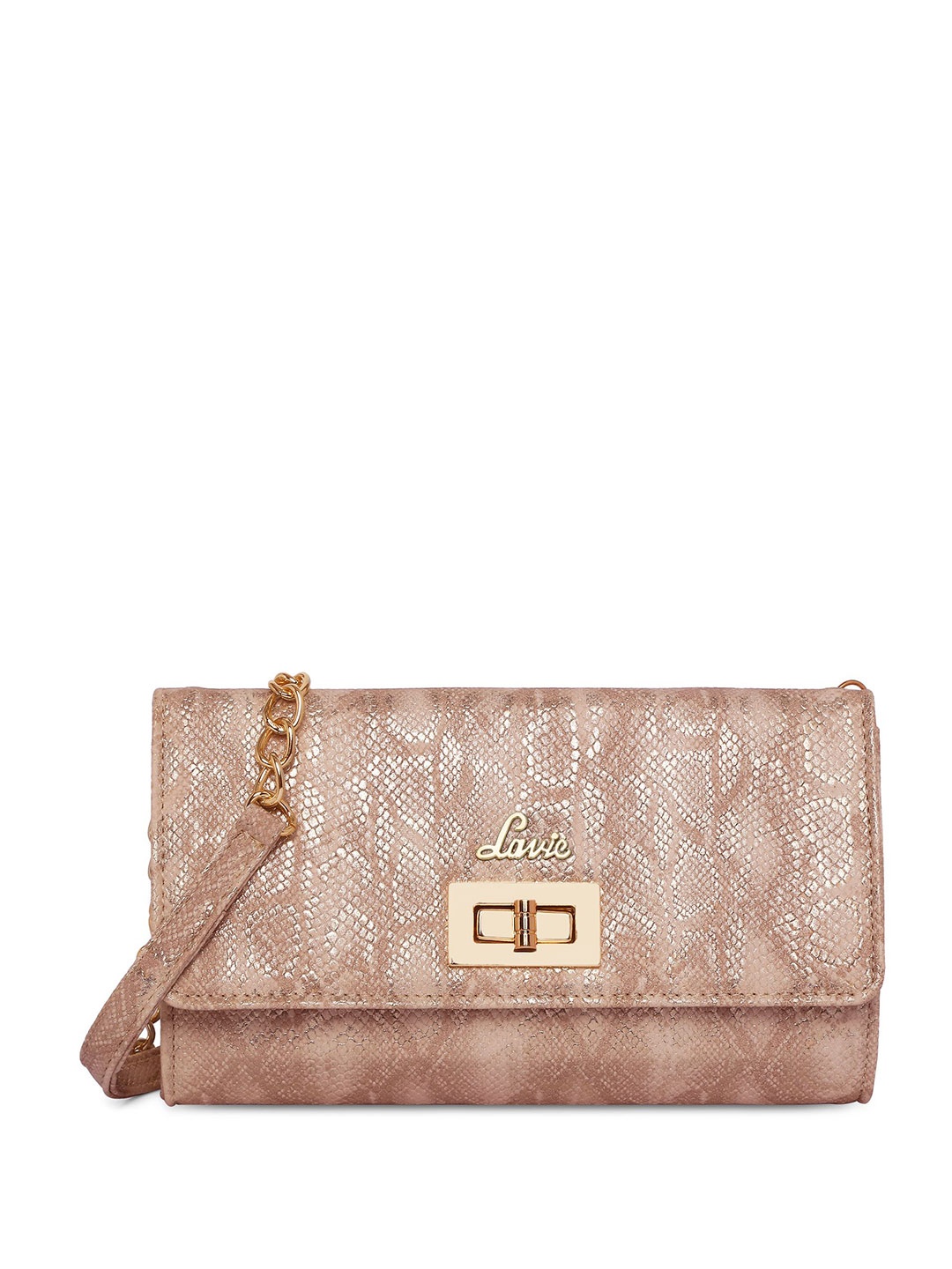 

Lavie Leo Frappe Pink Textured Structured Party Sling Bag
