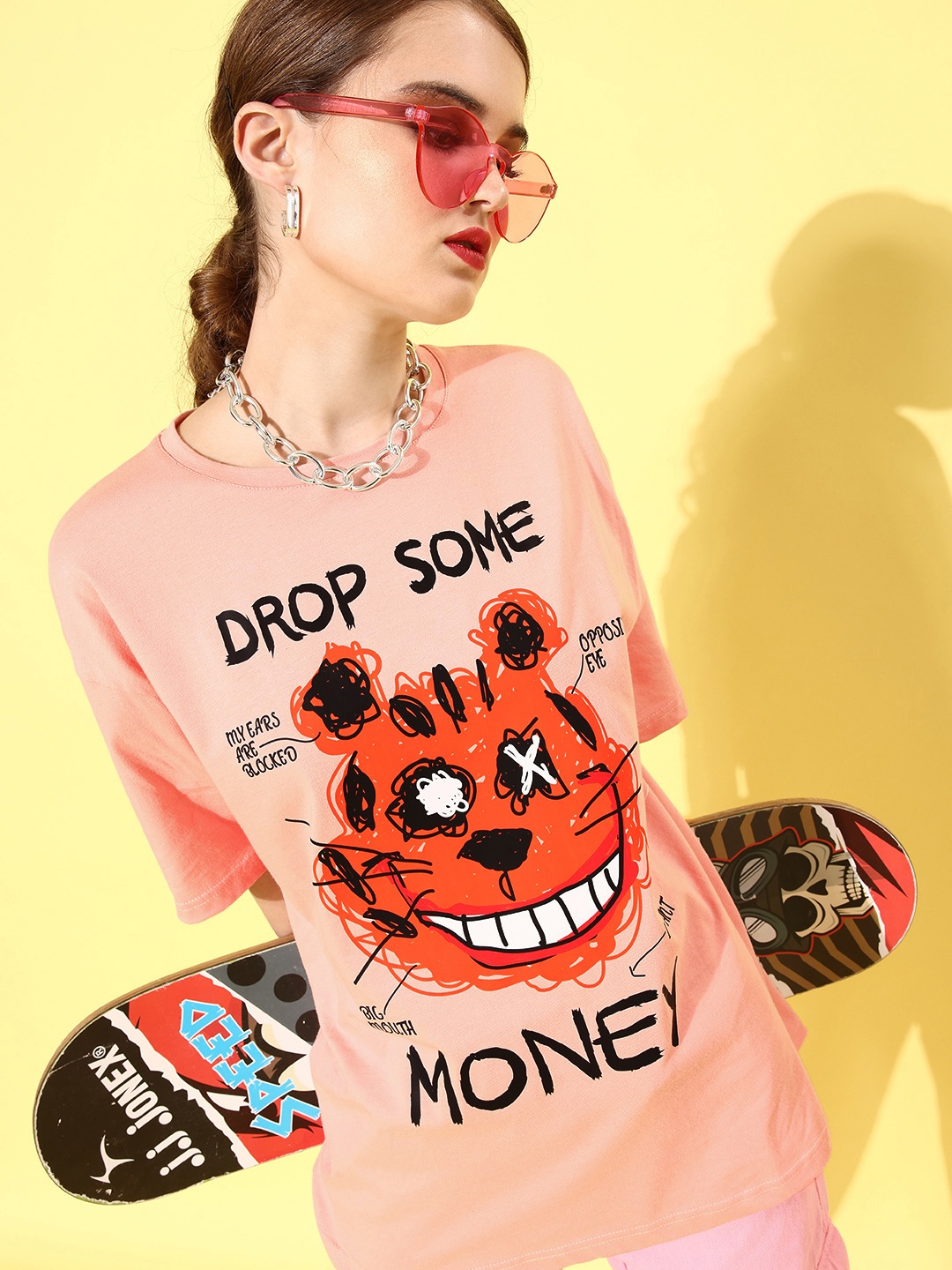 

HERSHEINBOX Women Attractive Peach Graphic Seriously Silly T-Shirt