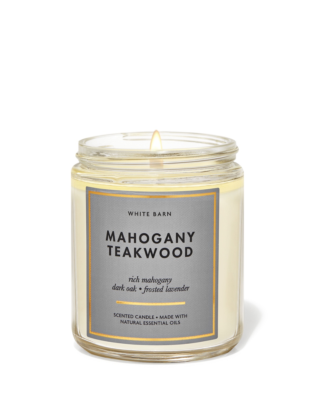 

Bath & Body Works Mahogany Teakwood Single Wick Candle with Essential Oils - 198g, Grey