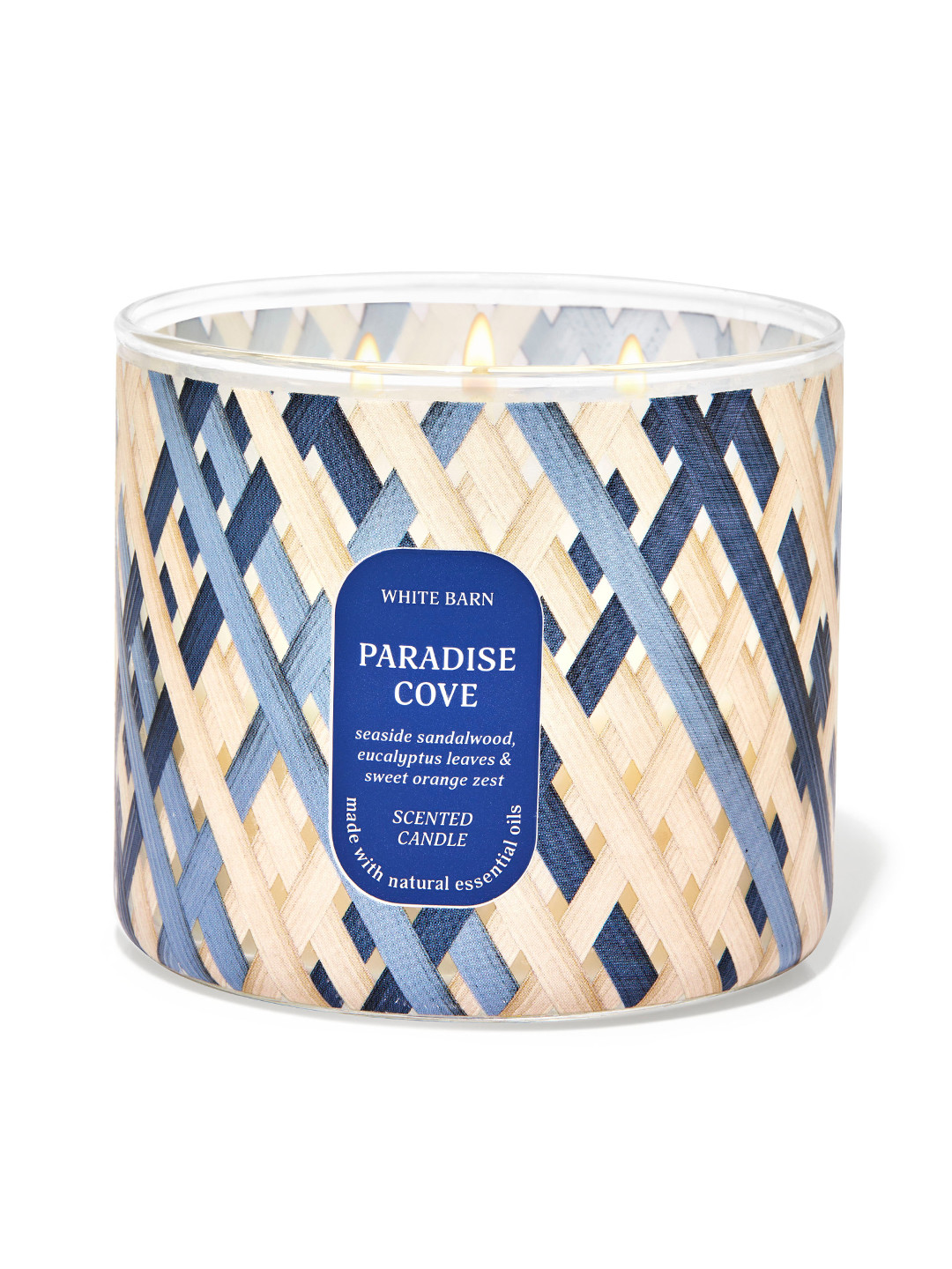 

Bath & Body Works White Barn Paradise Cove 3-Wick Scented Candle with Essential Oils- 411g, Blue