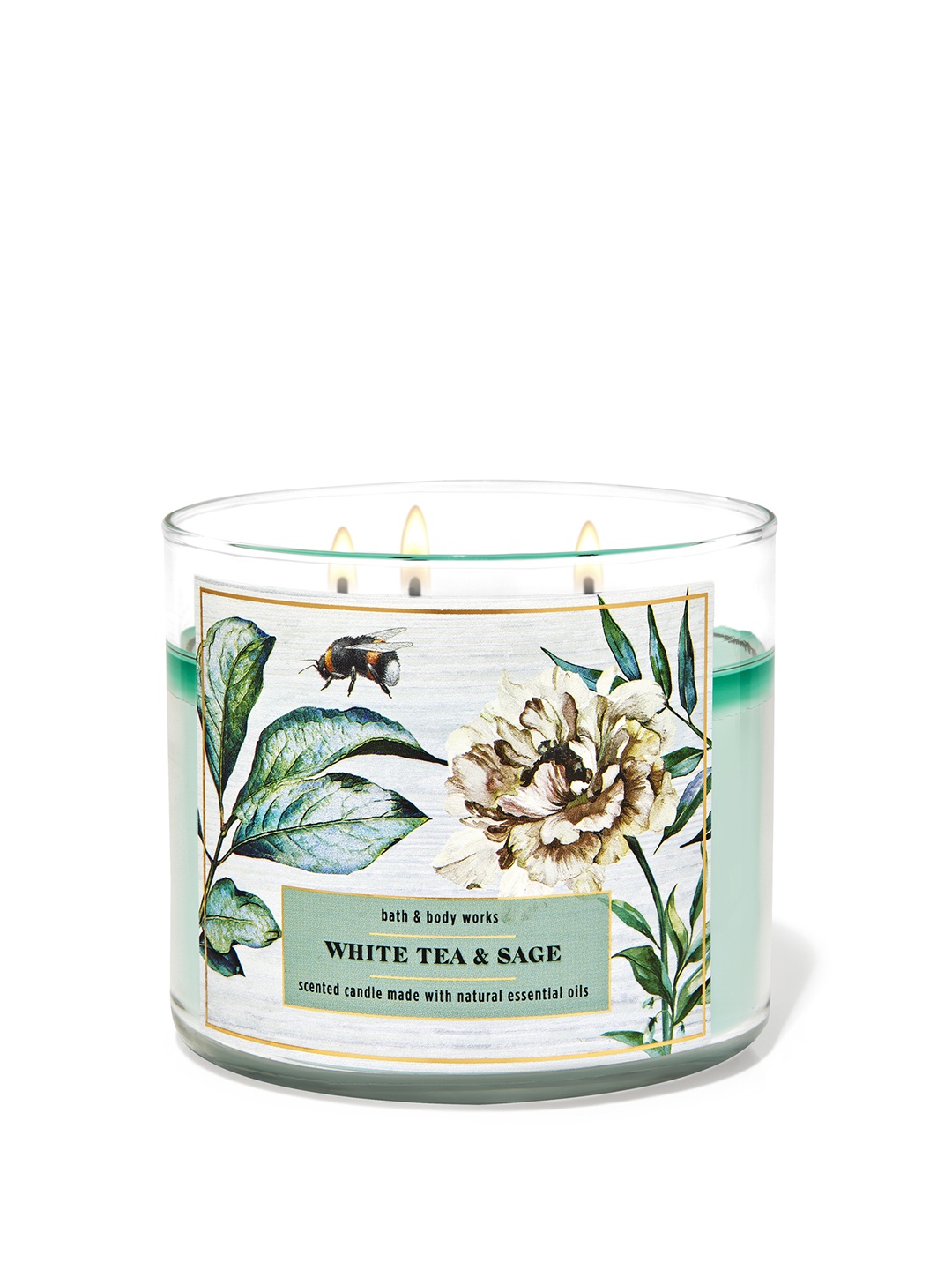 

Bath & Body Works White Tea & Sage 3-Wick Scented Candle with Essential Oil - 411 g