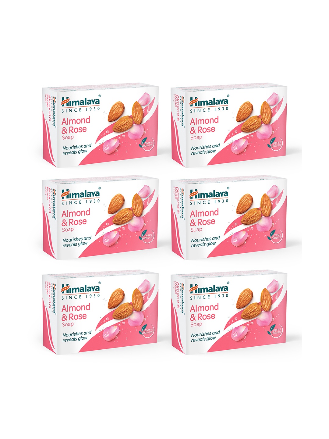 

Himalaya Set of 6 Almond & Rose Soap - 125g each, White