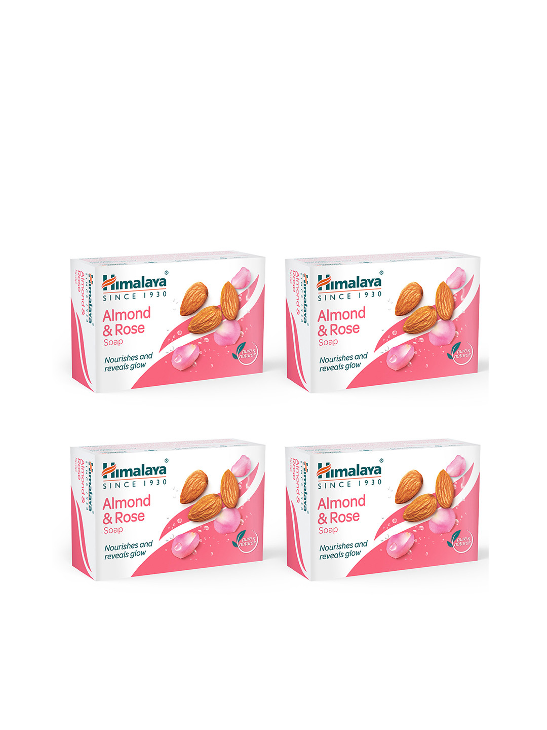 

Himalaya Set of 4 Almond & Rose Soap - 125g each, White