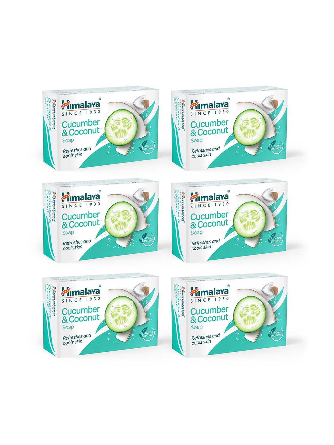 

Himalaya Set of 6 Cucumber & Coconut Soap - 125g each, White