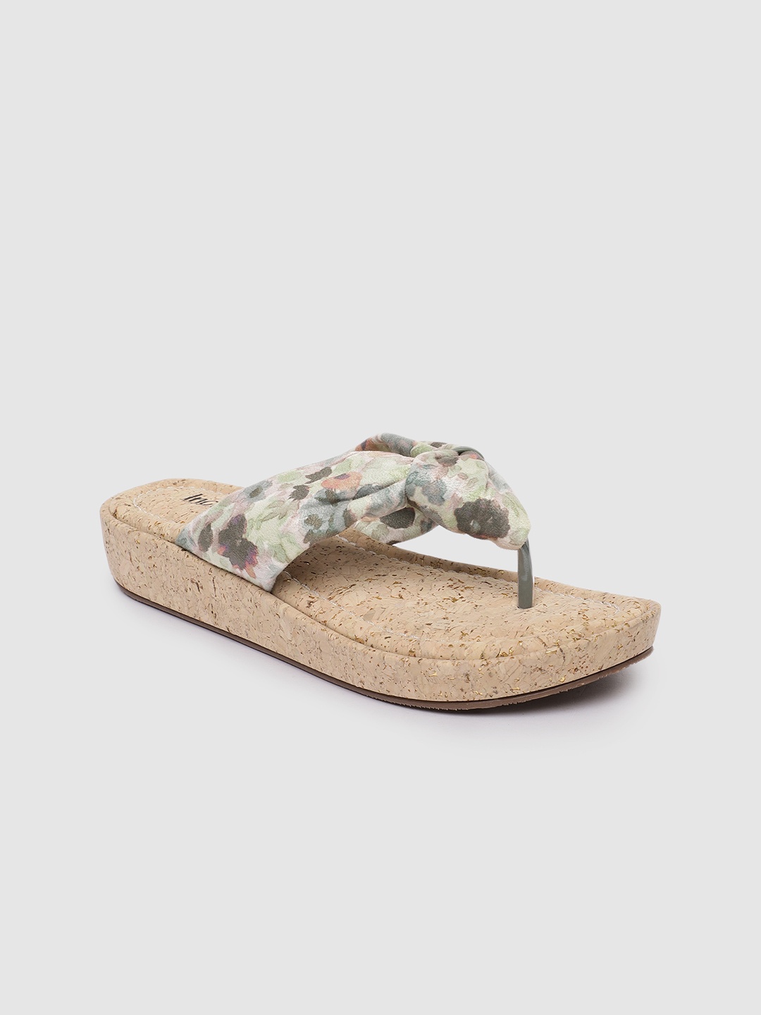 

Inc 5 Women Green Woven Design Open Toe Flats