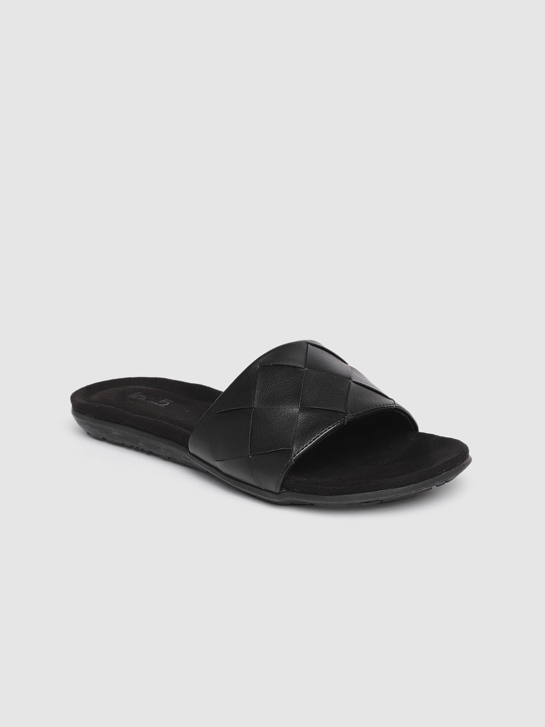 

Inc 5 Women Black Textured Open Toe Flats