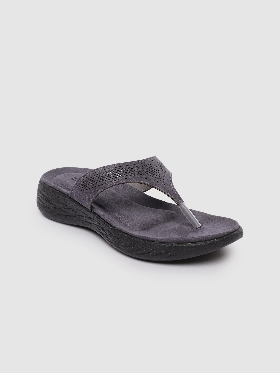 

Inc 5 Women Grey Open Toe Flats with Laser Cuts