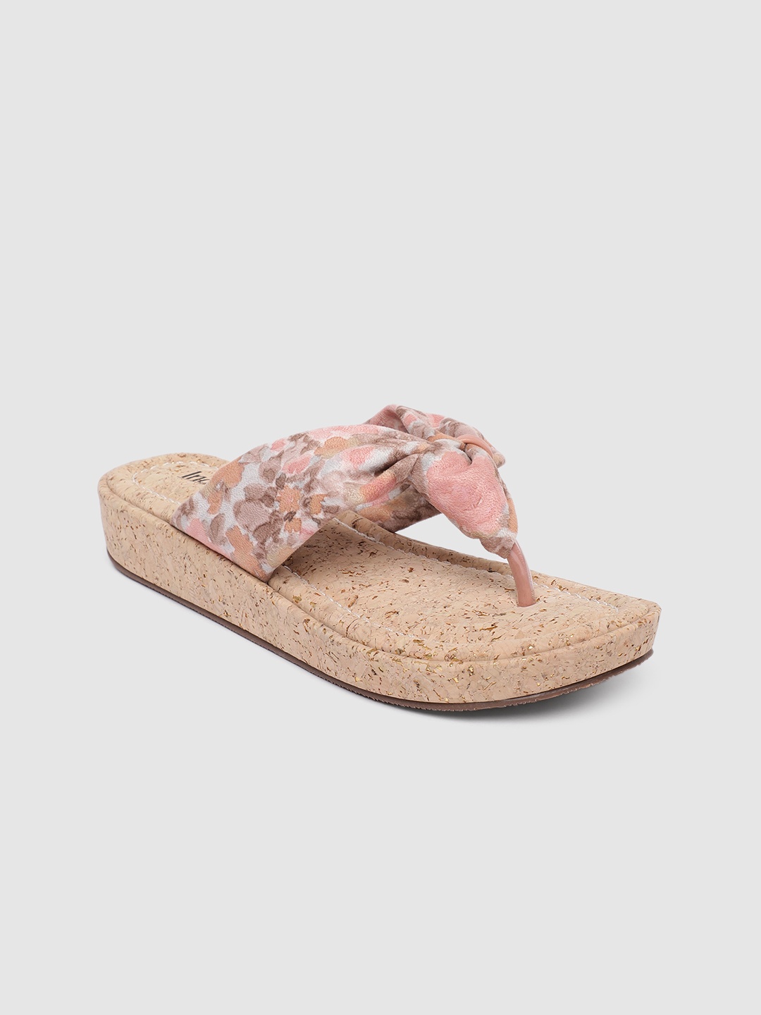 

Inc 5 Women Peach Pink Woven Design Open Toe Flats