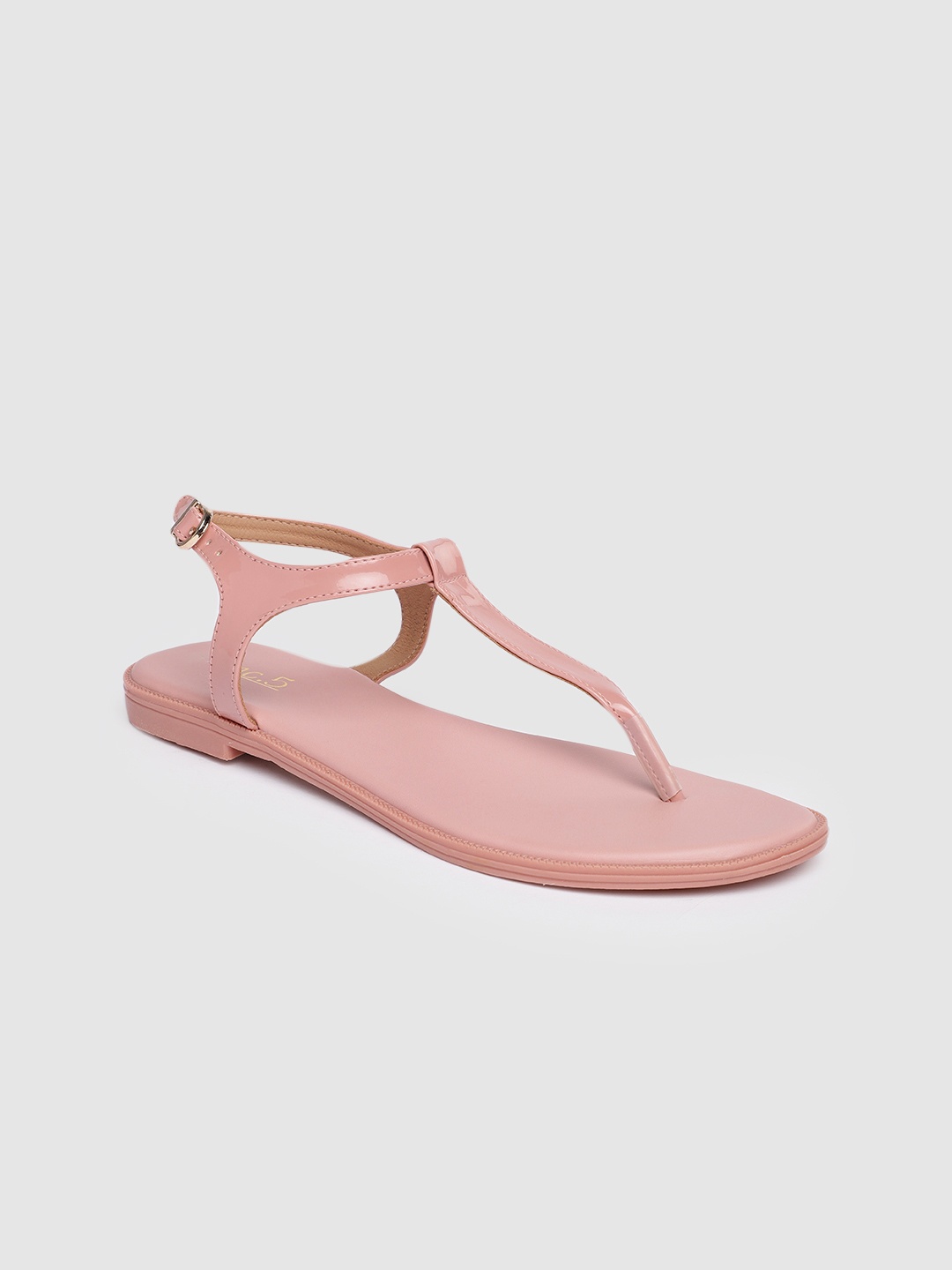 

Inc 5 Women Peach Pink Solid T-Strap Flats