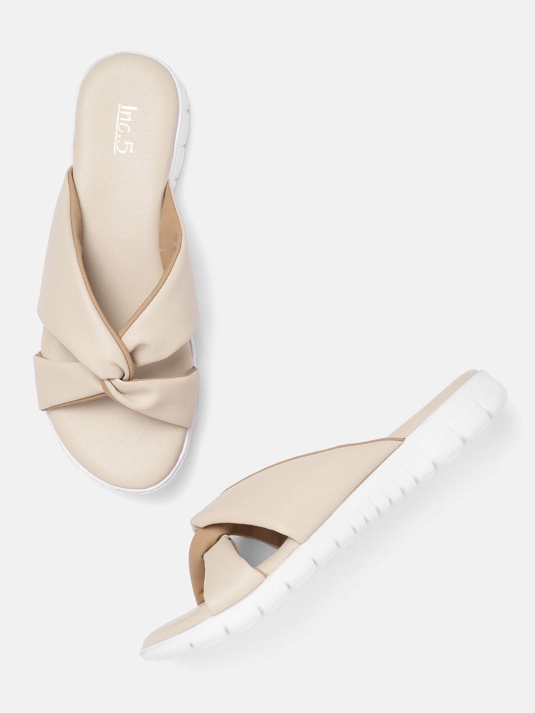 

Inc 5 Women Beige Twisted Open Toe Flats