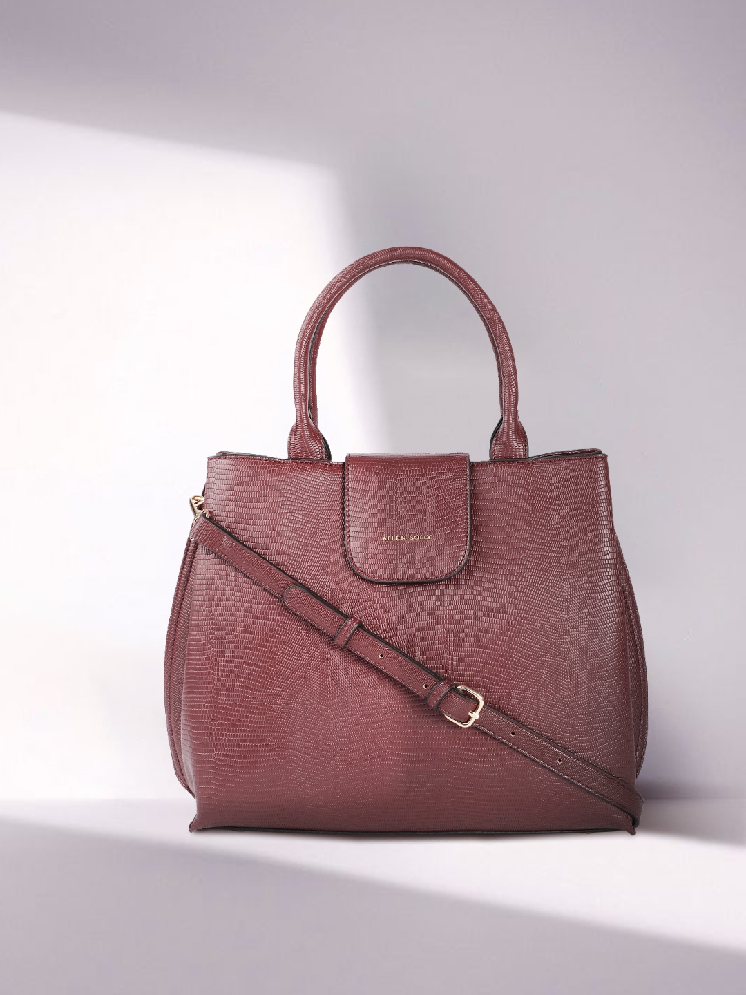 

Allen Solly Burgundy Textured Handheld Bag