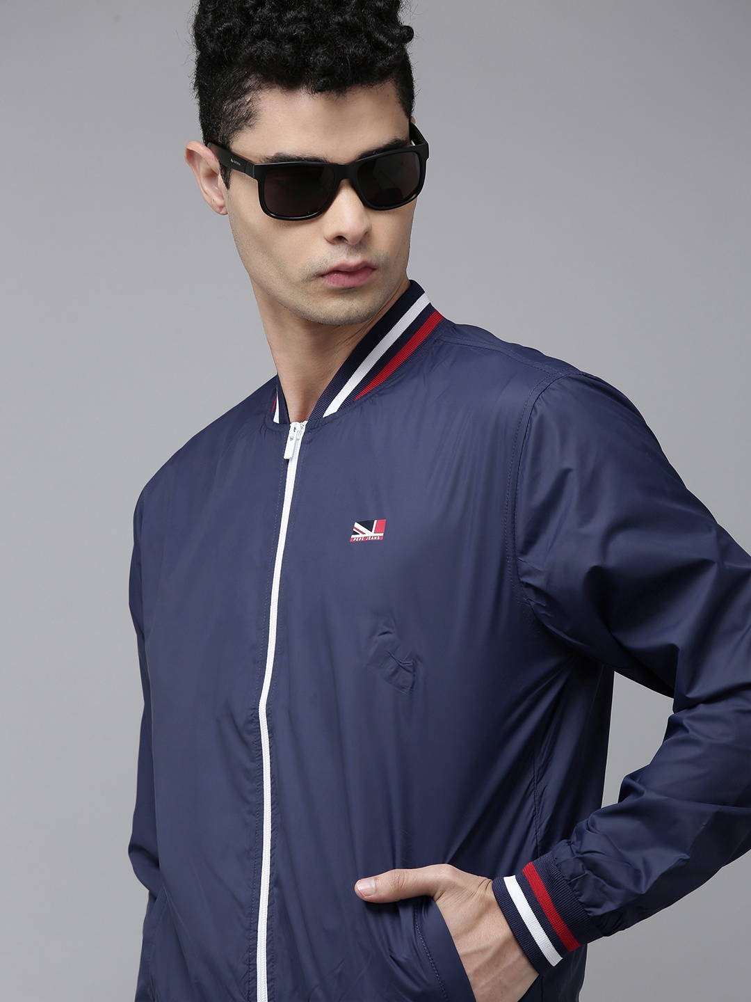 

Pepe Jeans Men Navy Blue Bomber Jacket