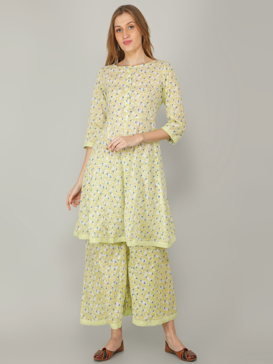 

NAVIYATA Cream-Coloured Floral Kurta
