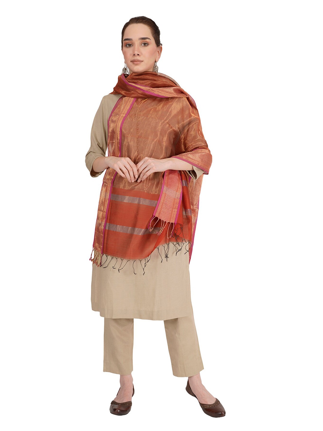 

Rhe-Ana Red & Pink Printed Dupatta