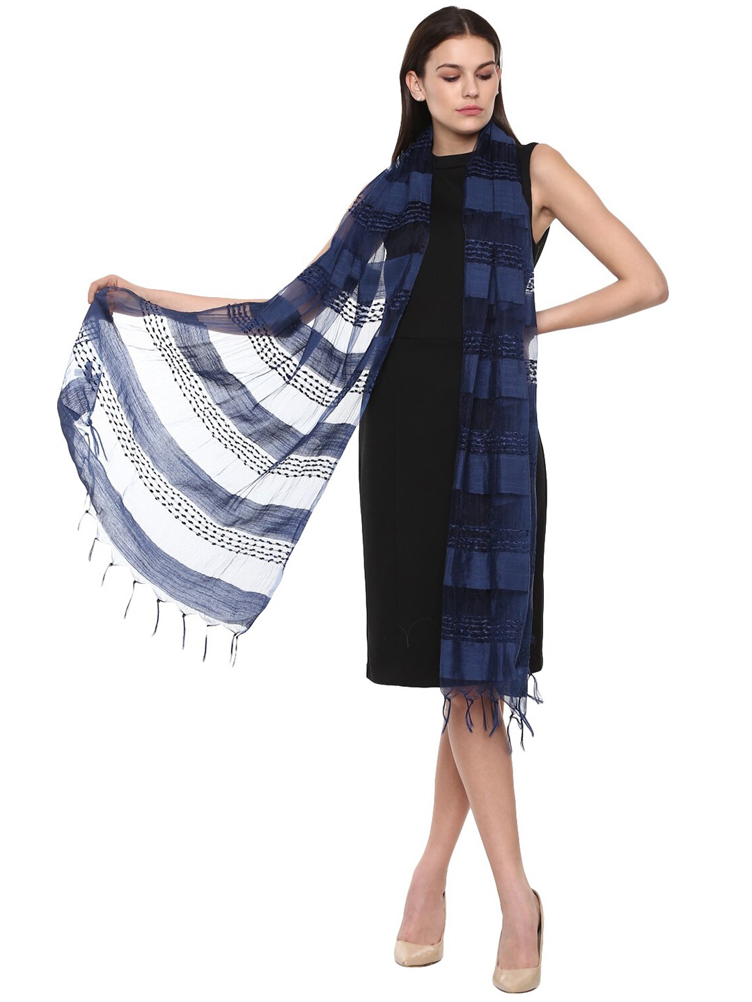 

Rhe-Ana Women Navy Blue Dupatta