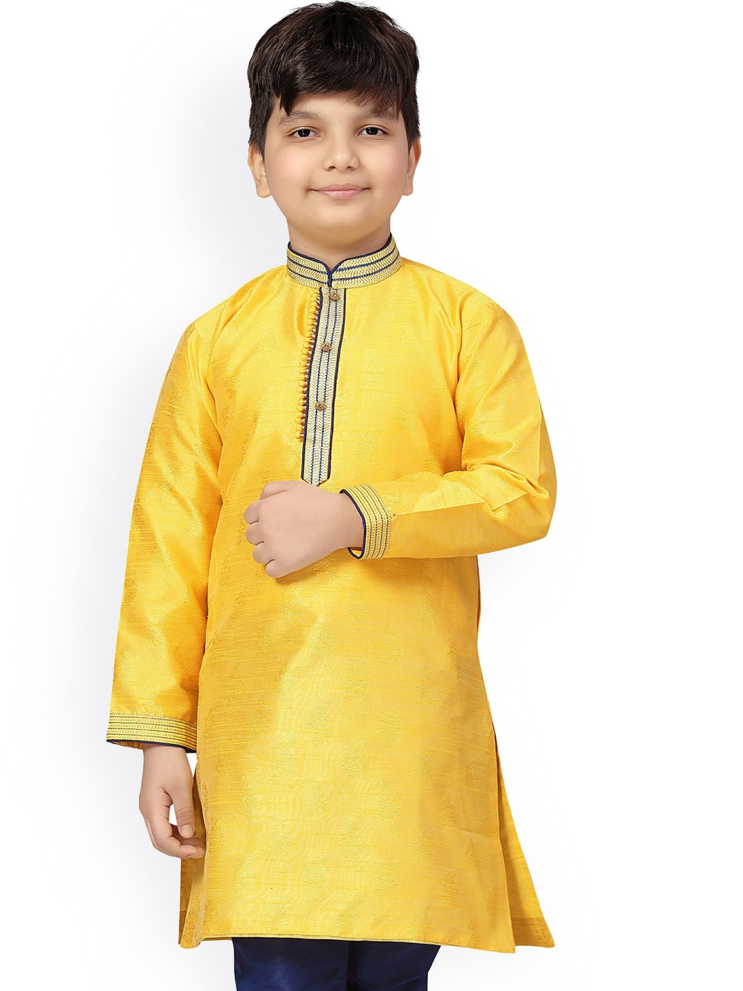 

KIDS FARM Boys Yellow Kurta with Pyjamas