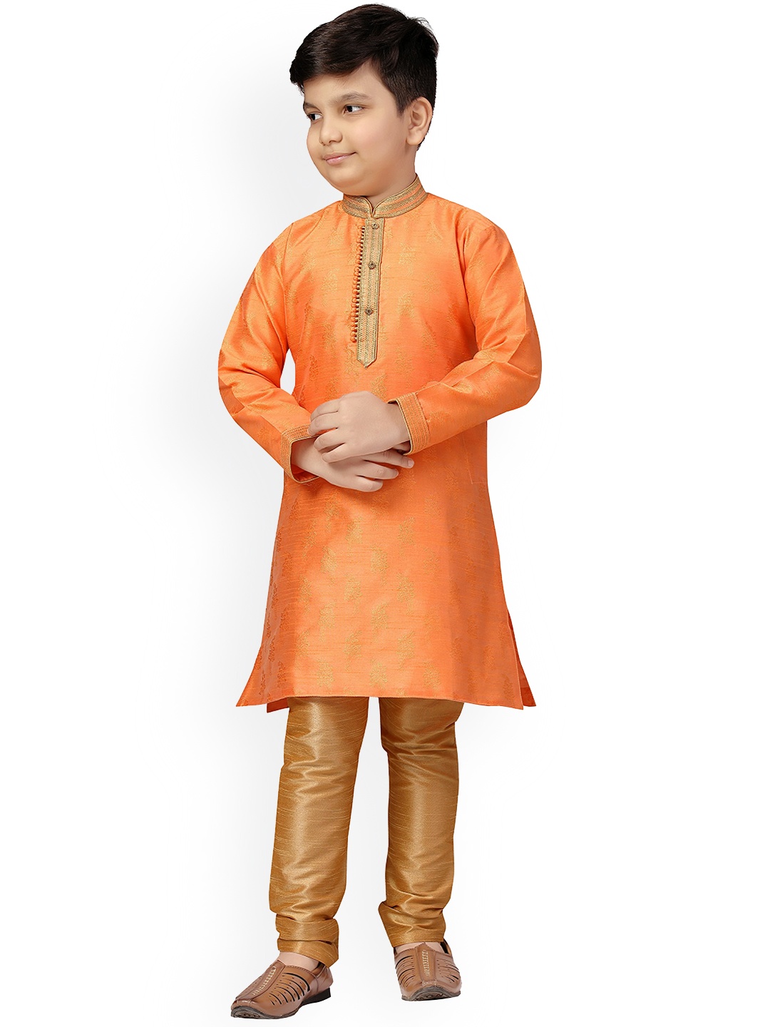 

KIDS FARM Boys Orange Kurta with Churidar