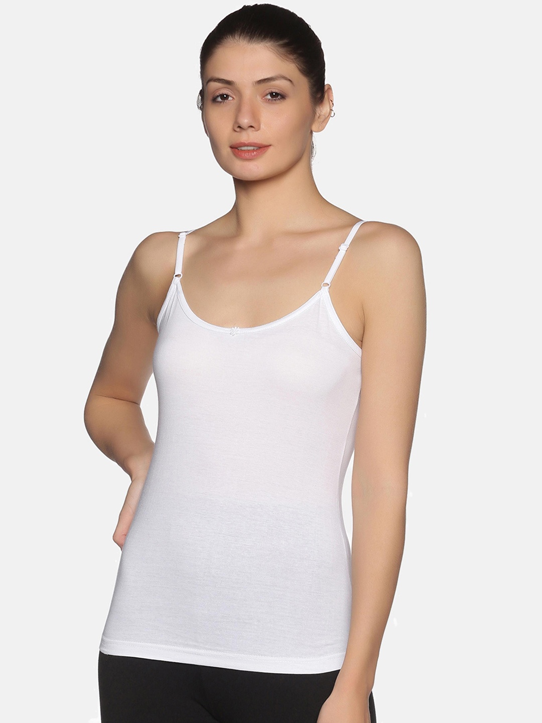 

NOT YET by us Women White Solid Adjustable Pack of 3 Camisoles