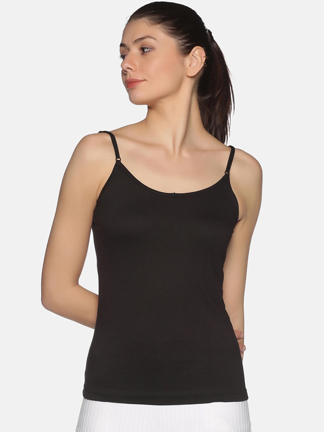 

NOT YET by us Women Black Pack of 3 Solid Adjustable Straps Camisole