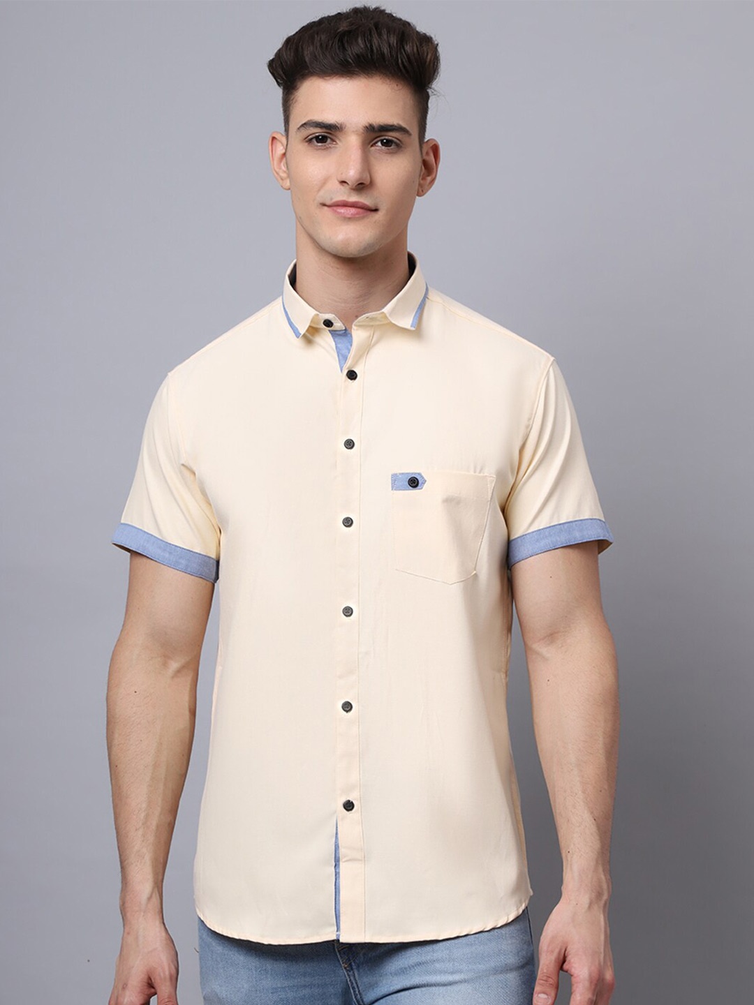 

Majestic Man Men Beige Slim Fit Casual Shirt