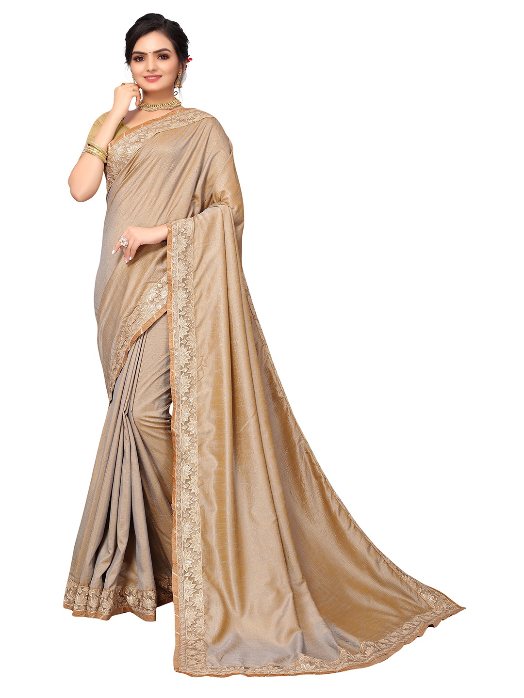 

Nimayaa Coffee Brown Poly Silk Saree