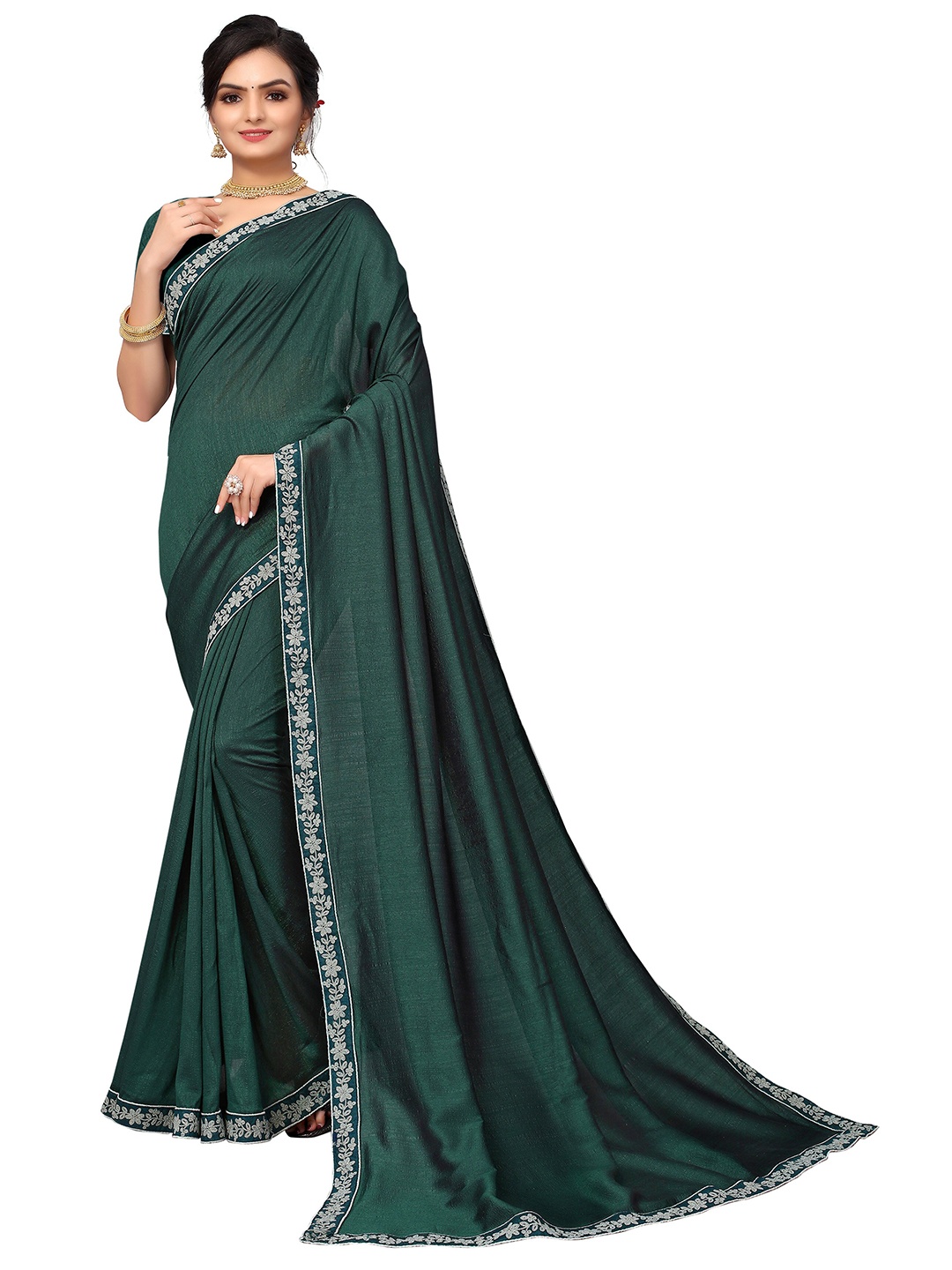 

Nimayaa Green Poly Silk Saree