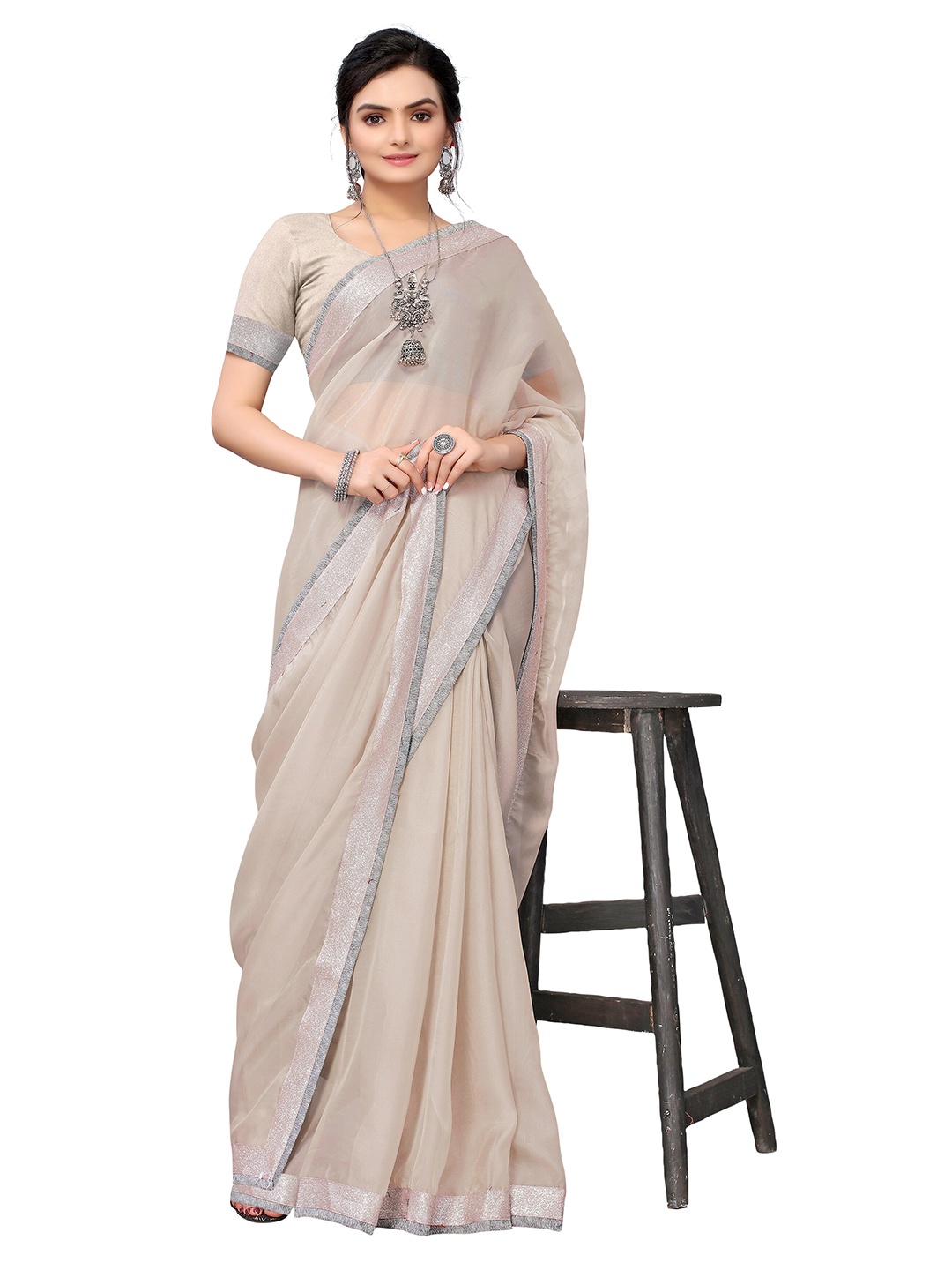 

Nimayaa Grey Tissue Saree