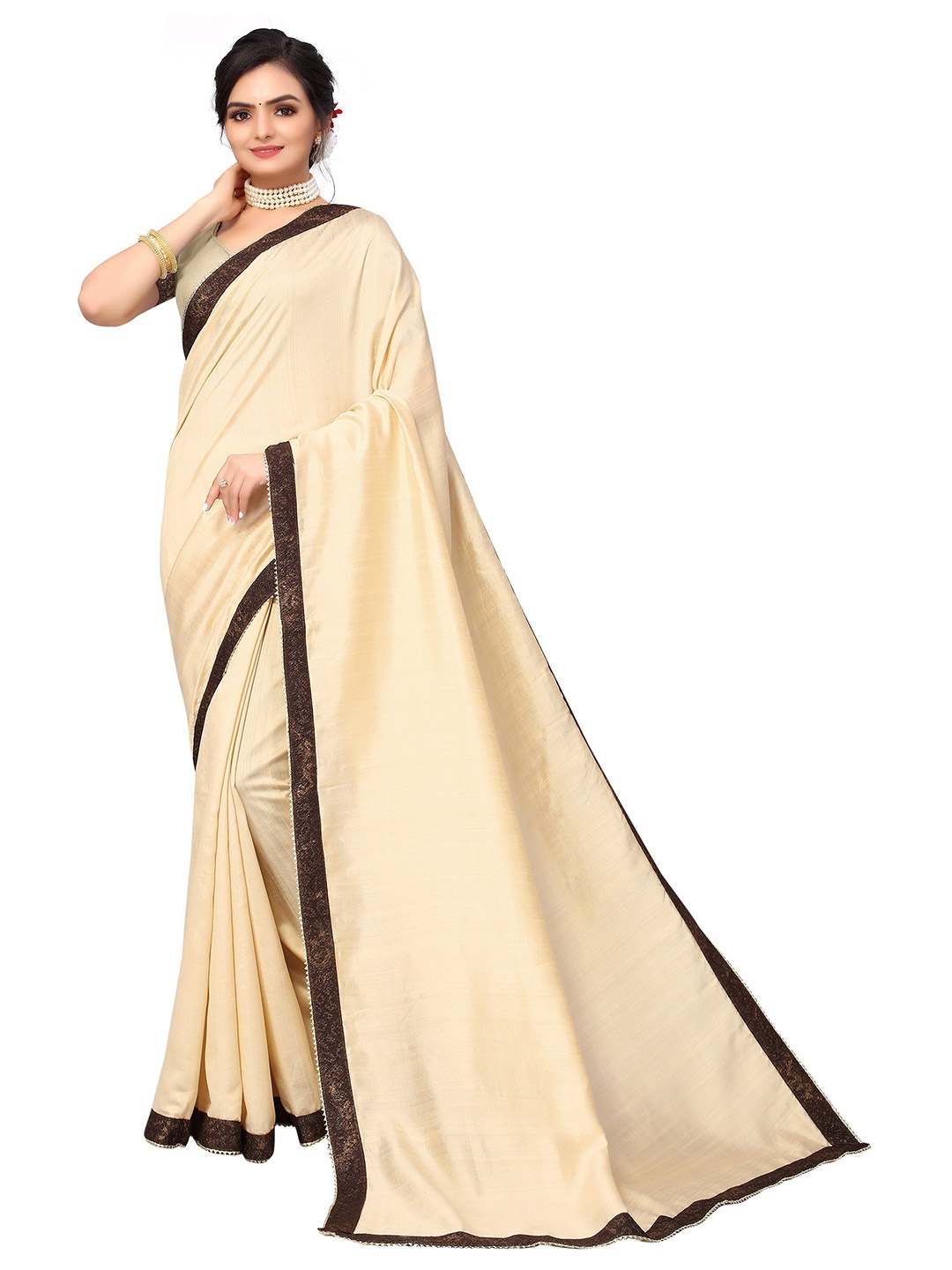 

Nimayaa Beige & Brown Poly Silk Saree