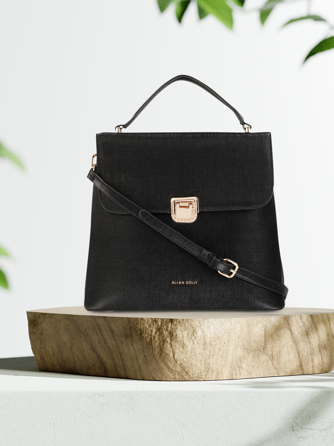 

Allen Solly Black Solid Structured Satchel