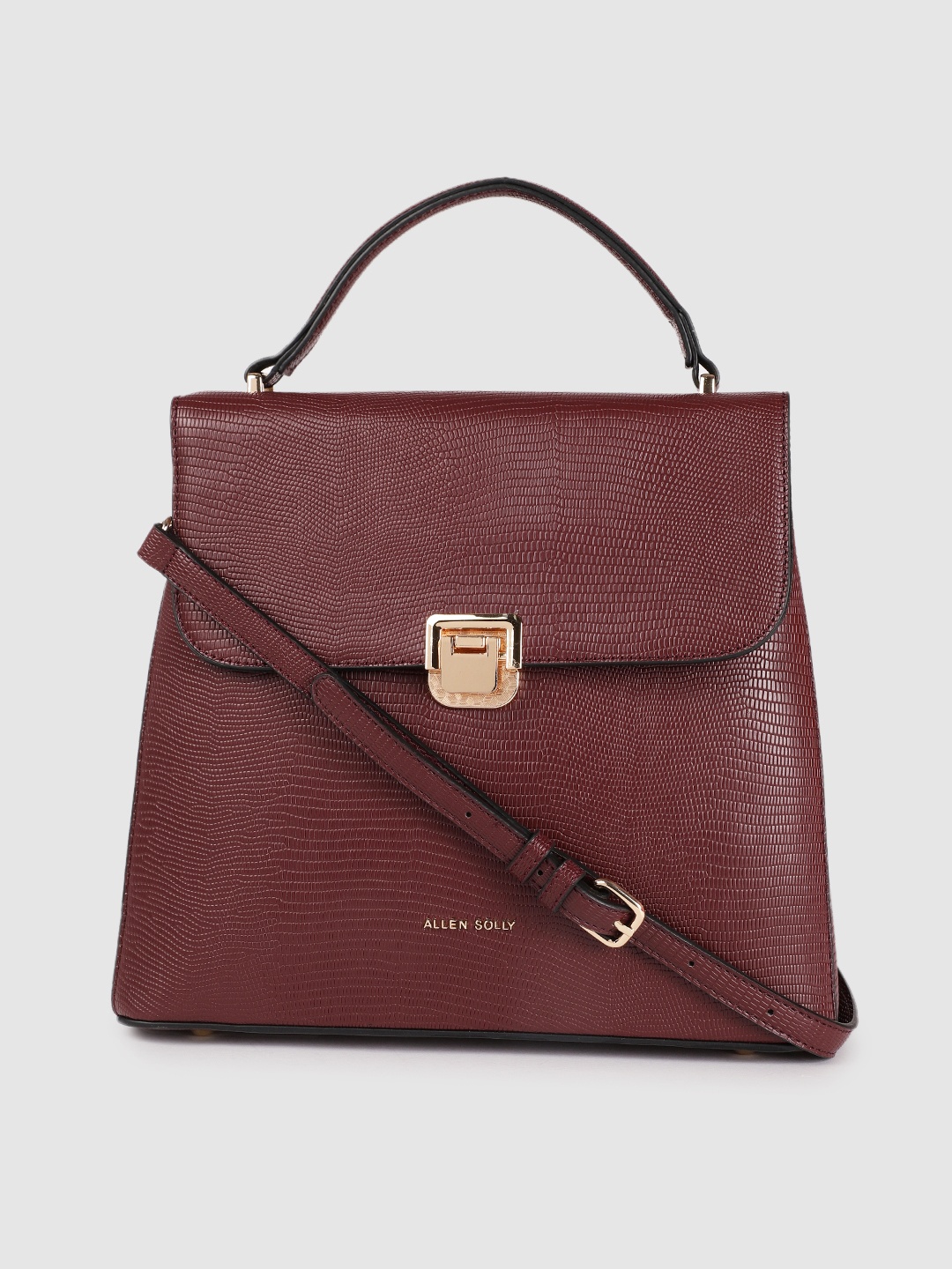 

Allen Solly Women Burgundy Animal Textured Structured Satchel