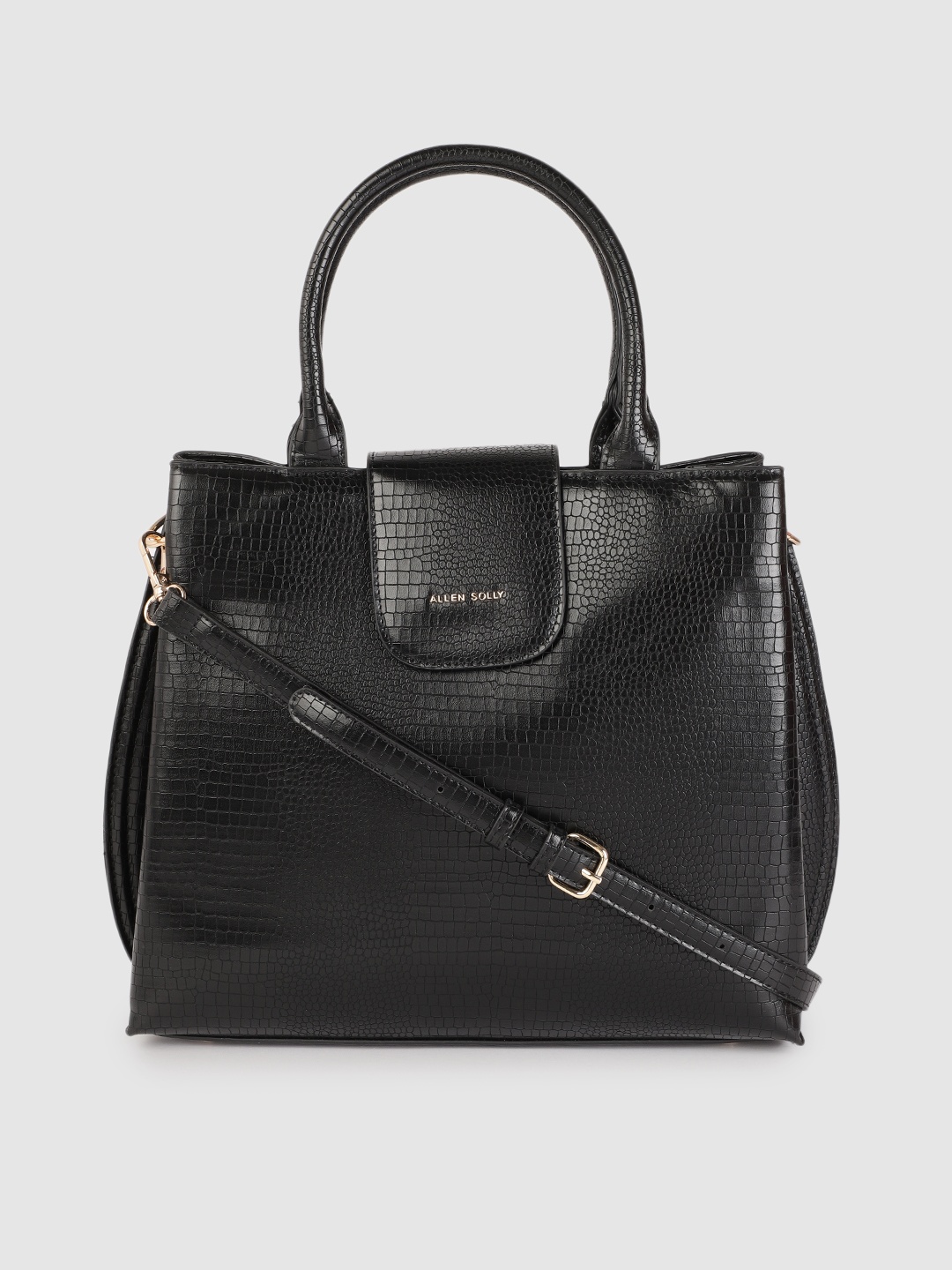 

Allen Solly Black Animal Textured Structured Handheld Bag