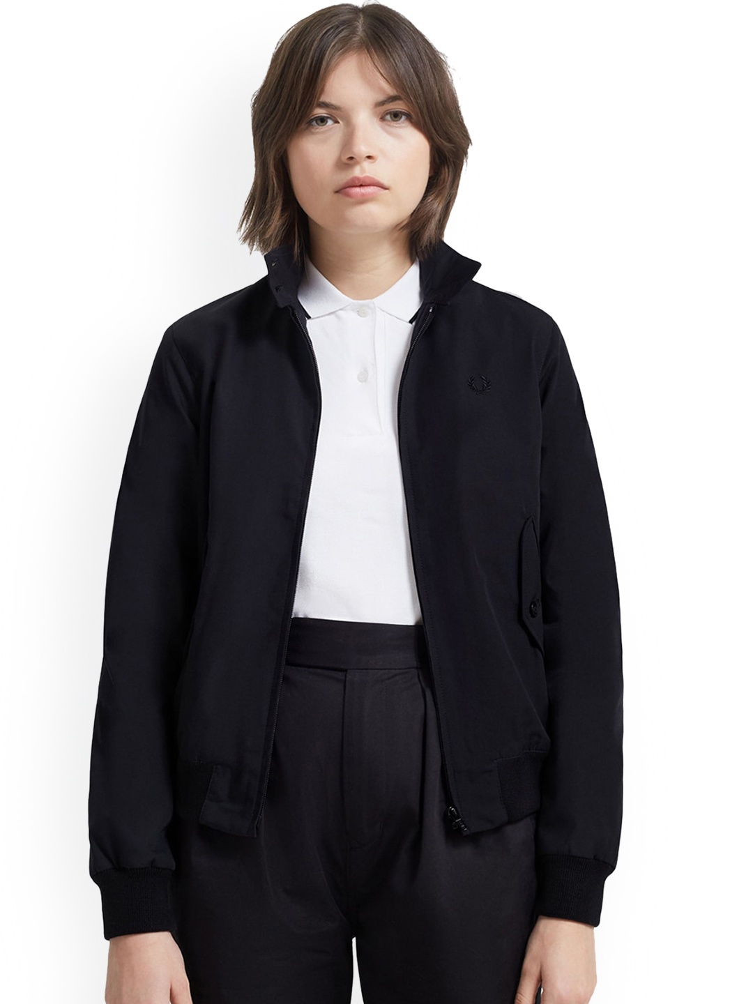 

Fred Perry Women Black Longline Open Front Jacket