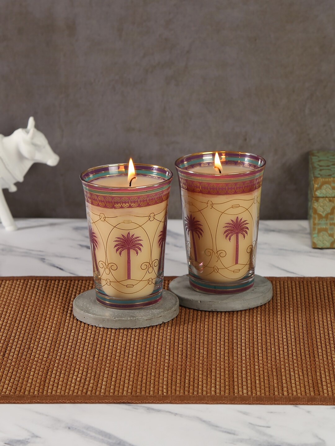 

India Circus by Krsnaa Mehta Adults Set Of 2 Pink Blushed Palmeria Candles