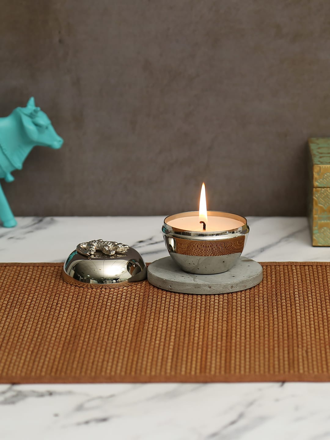 

India Circus by Krsnaa Mehta Unisex Silver-Toned Nickle Glow Small Candle Votive