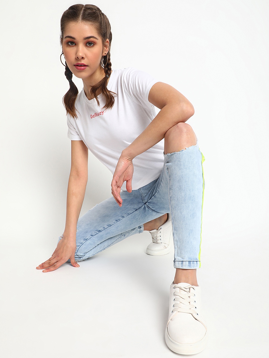 Belliskey Women White Brand Logo T-shirt