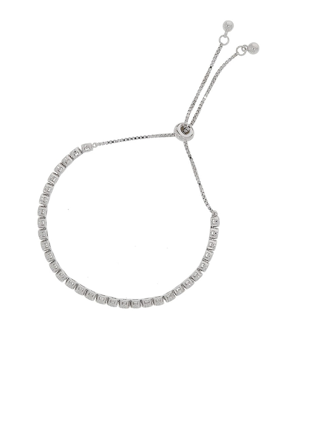

ANAYRA Women Silver-Toned & White Sterling Silver Wraparound Bracelet