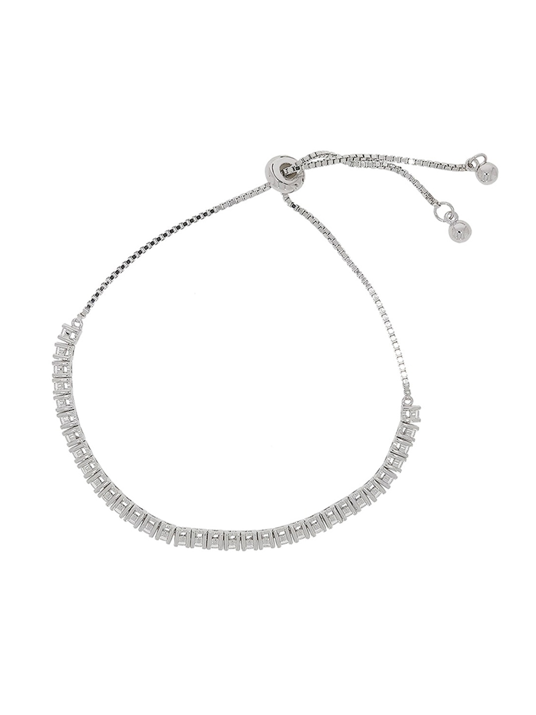 

ANAYRA Women Silver-Toned & White Sterling Silver Wraparound Bracelet