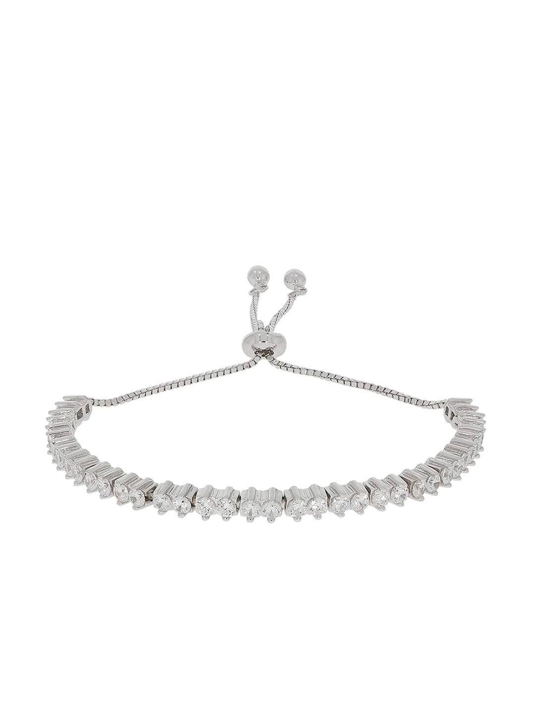 

ANAYRA Women Silver-Toned & White Sterling Silver Link Bracelet