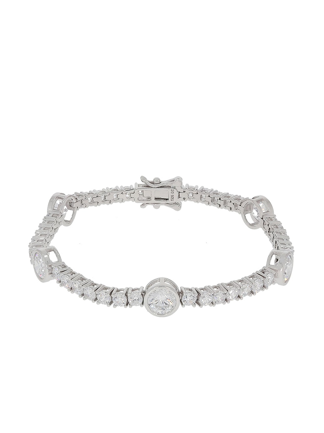 

ANAYRA Women Silver-Toned & White Sterling Silver Link Bracelet