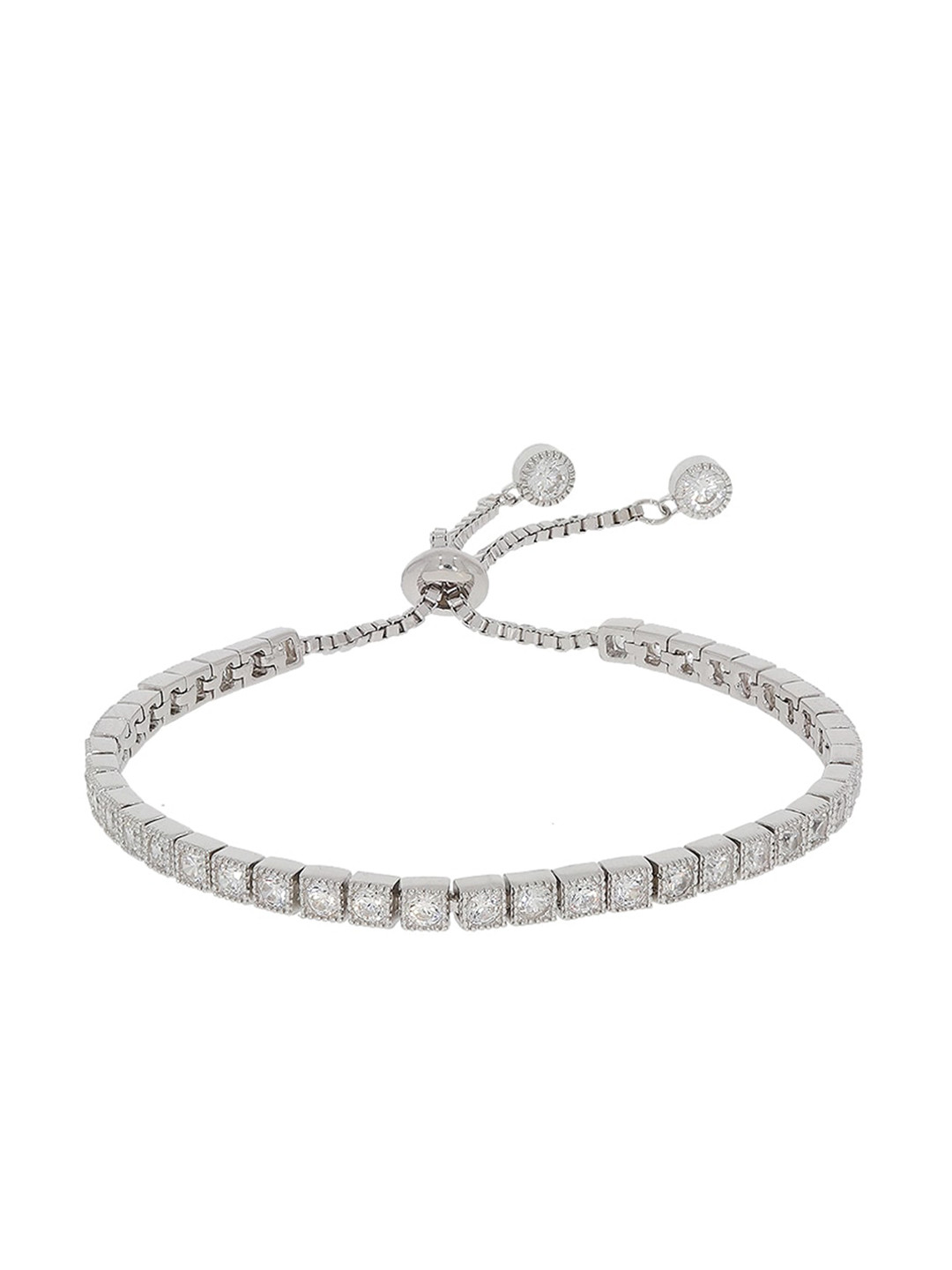 

ANAYRA Women Silver-Toned & White Sterling Silver Link Bracelet