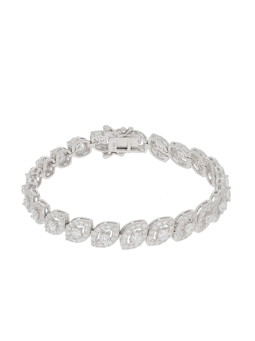 

ANAYRA Women Silver-Toned & White Sterling Silver Link Bracelet