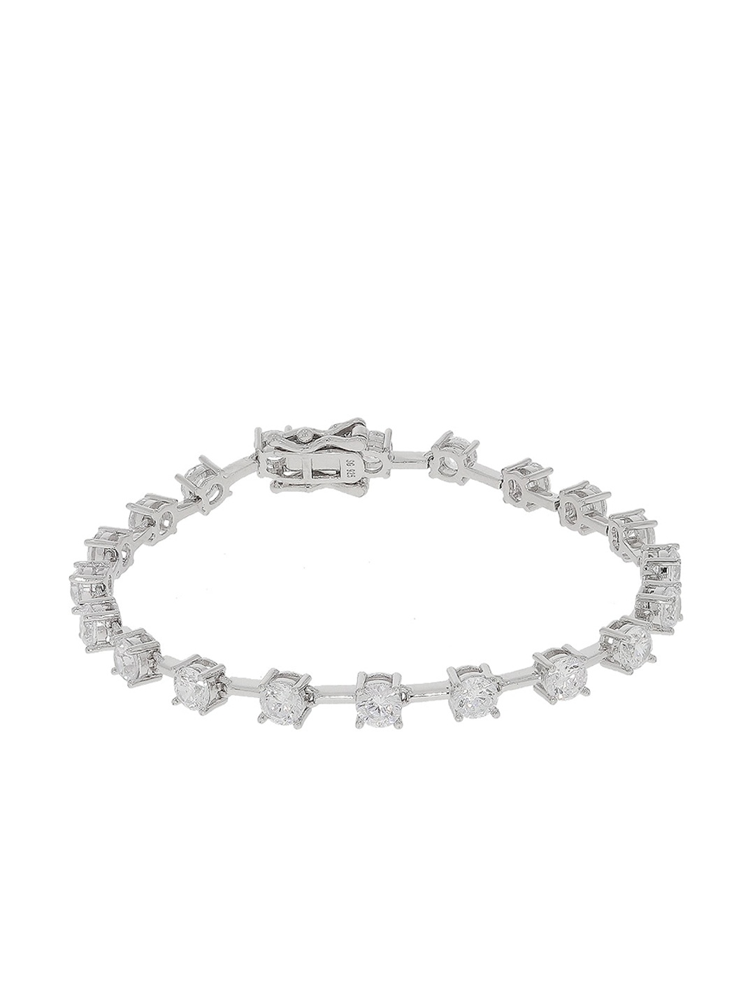 

ANAYRA Women Silver-Toned & White Sterling Silver Link Bracelet