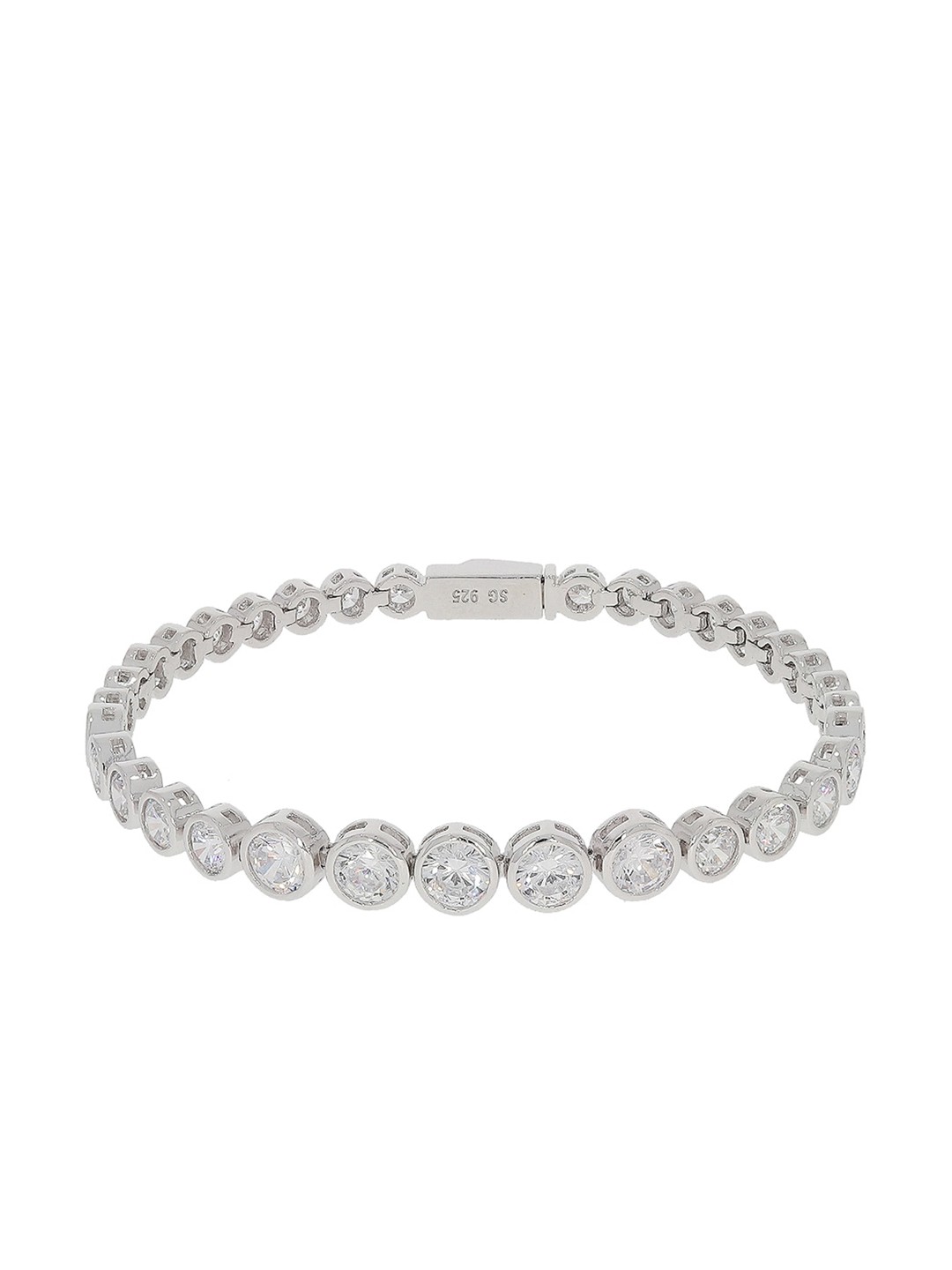 

ANAYRA Women Silver-Toned & White Sterling Silver Link Bracelet