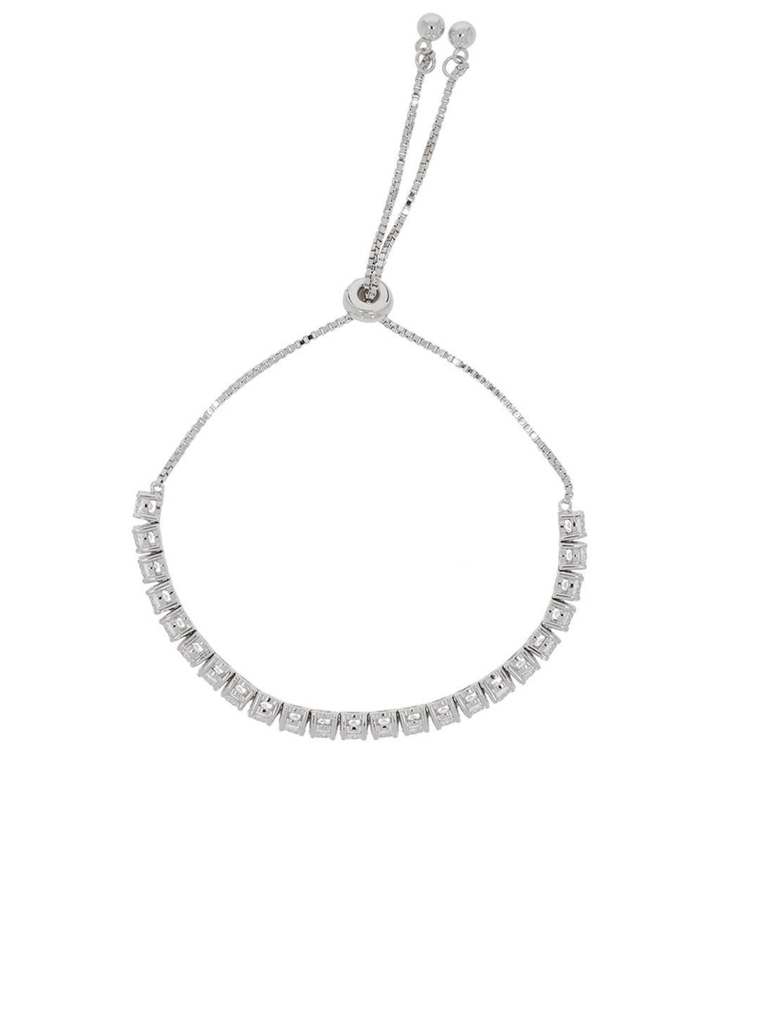 

ANAYRA Women Silver-Toned & White Sterling Silver Link Bracelet