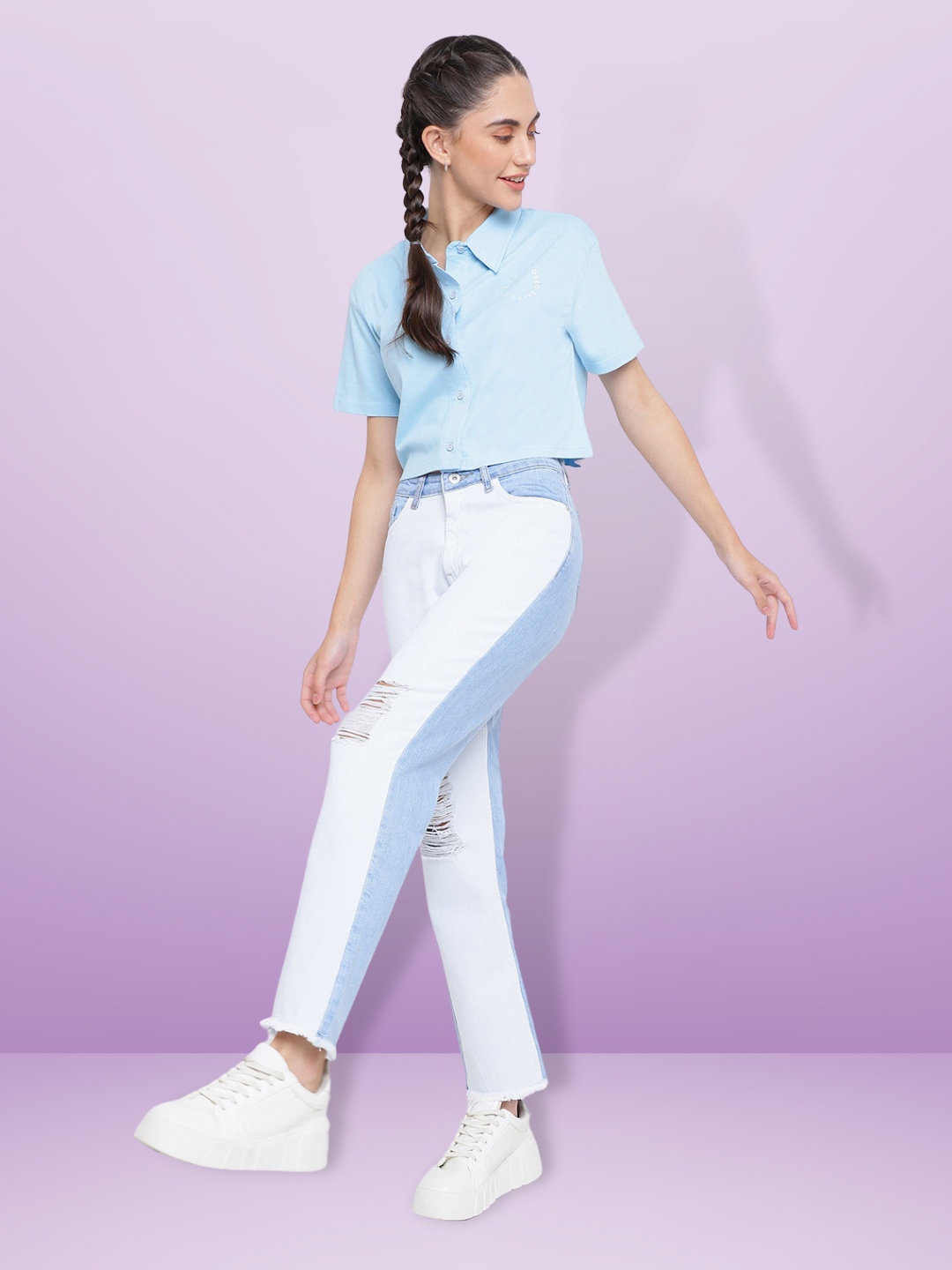 

Belliskey Women Blue High-Rise Slash Knee Stretchable Jeans